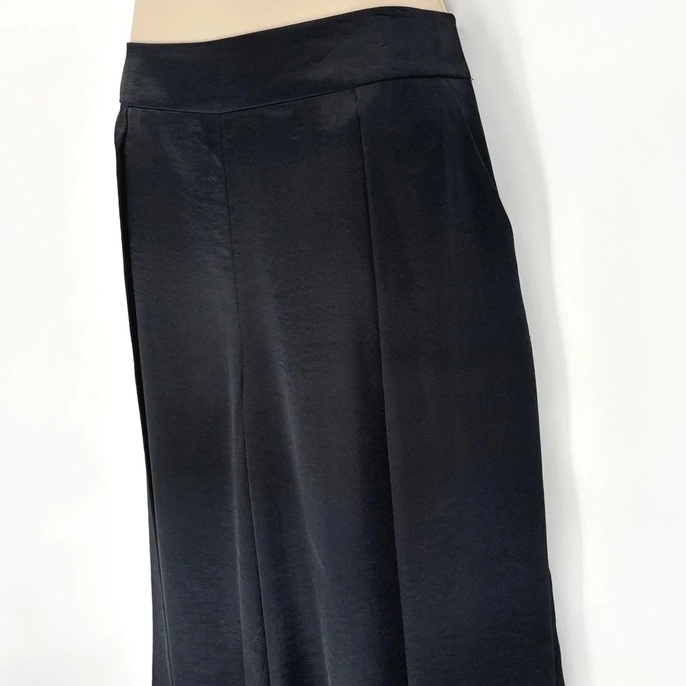 Robert Rodriguez Womens Black Satin Wide Leg Culottes Pleated Shorts Sz 10